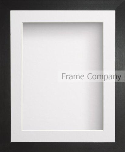 Radcliffe Black Wooden Deep Box 3D 16x12" Frame with White Mount for Image 14x10", White Backing Board * Choice of Sizes* Fitted with Real Glass