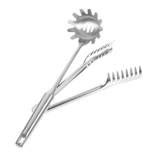 Cabilock 2Pcs Stainless Steel Spaghetti Spoon Noodle Server with Teethed Head Design for Parties Outdoor Activities and Home Cooking