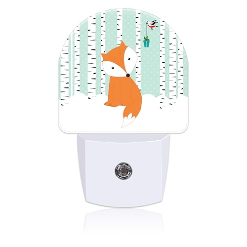 Image of Cute Fox and Bird Night Light for Kids, LED Night Light Plug into Wall with Dusk to Dawn Sensor for Girls Boys Women Men Room Decor, Hallway, Kitchen, Bathroom, Nursery, Stairs