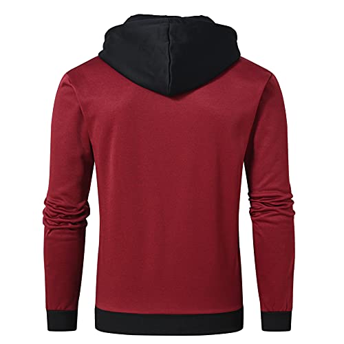 Image of YuKaiChen Men's Hooded Jacket Slim Fit Double Zipper Turtleneck Fleece Hoodie Outerwear
