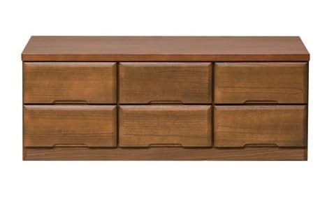 国産 120-2段ローチェスト クレア 完成品 (ブラウン)
