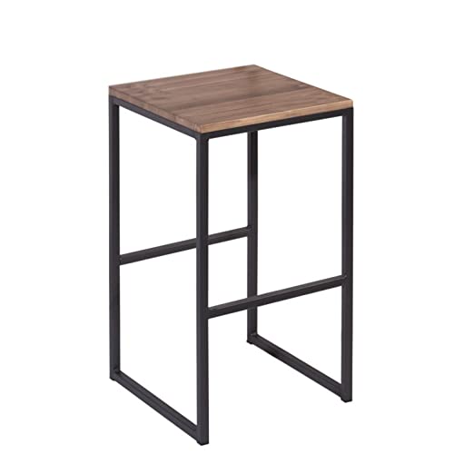 Addecor Taburete Alto de Color Negro | Fabricado en Hierro Acerado | 76 x 40 x 40 cm | Modelo Virginia | Taburete de Madera con Reposapiés | Elegante, Robusto y Fuerte