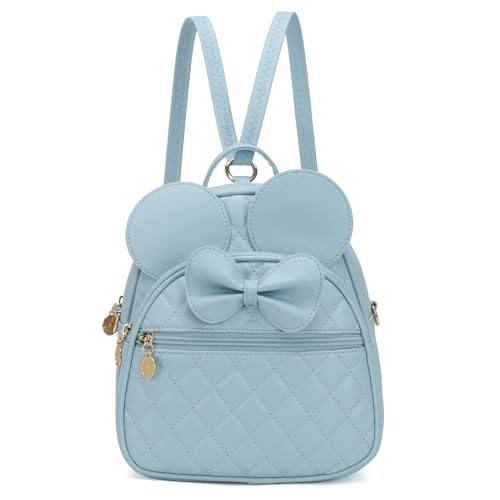 KL928 Girls Mini Backpack Bowknot Polka Dot Cute Small Daypacks Convertible Shoulder Bag Purse for Women Dx-light Blue