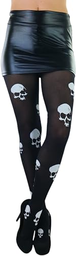 Image of ToBeInStyle Women's Skull Crossbones Skeleton Pirate Symbol Hosiery Tights & Thigh High Stockings