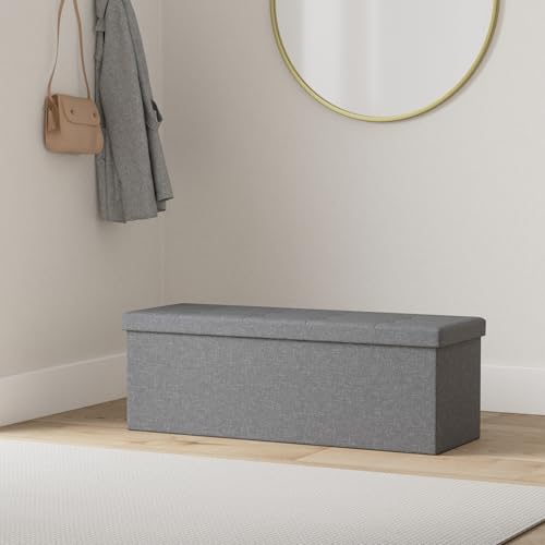 43" Folding Storage Ottoman Bench for Living Room, Bedroom, TV Entertainment - Bedroom Bench with Hidden Storage, Foot Rest Stool - 660 Capacity & Holds up to 5.6 Cubic Feet of Storage - DARK GREY