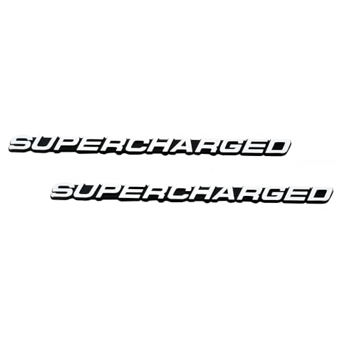 Image of 2Pc Supercharged Emblem Aluminum Sticker Decal Nameplate Badge Double Tape for Cars, Trucks (Chrome)