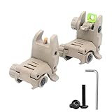 Fiber Optic Sights, Flip Up Sights with Red & Green Fiber Optics Dots, Tool-Free Adjustable Front and Rear Backup Sights for Rapid Transition Flip Up Iron Sights (Khaki)