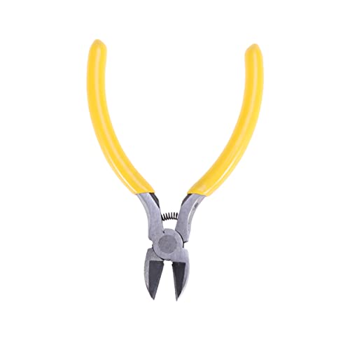 OSALADI Mini Diagonal Cutting Pliers for Jewelry Making Comfortable Molded Handle for DIY Handmade Crafts Beading and Household Use Durable Construction Yellow