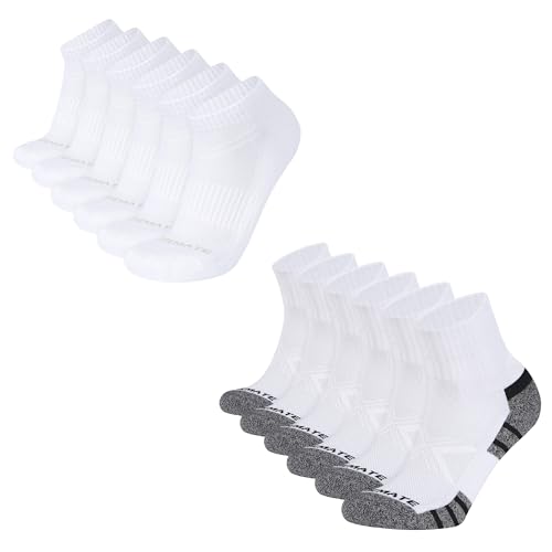 CLOSEMATE 6 Pairs Mens Athletic Ankle Socks and 6 Pairs Low Cut Ankle Socks for Men （US Mens Size 9-12）