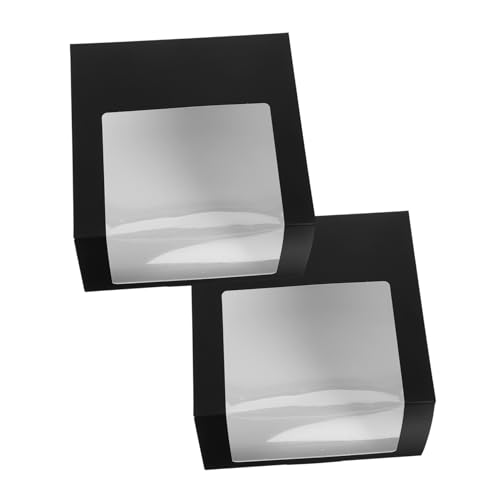 HOLIDYOYO Square Hat Box Window 2pcs Paperboard Hat Storage Cases for Travel Display Baseball Cap Holder
