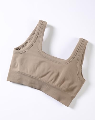 Image of AUROLA Power Womens Square Back Basic Sports Bra - Square Neck Padded Low Impact Yoga Bra Workout Crop Top