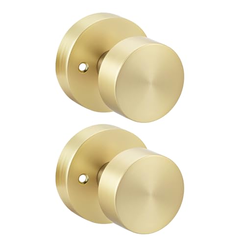 Image of Haidms Brushed Gold Door Knobs Dummy- Single-Side Decorative Door Knob for Closet, Pantry & French Doors, Non-Turning Round Ball Design(1 Pack /2 Pieces)