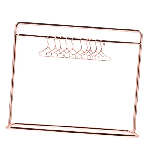 Sosoport 1 Juego Mini Percha bastidores de Ropa en Miniatura riel para Ropa de muñecas paños Accesorios muñecos - Percha metálica Estante de Prenda de muñecas Perchero de muñeca Planchar