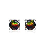 Genuine Chalama Black Opal 925 Solid Sterling Silver Earrings 5mm