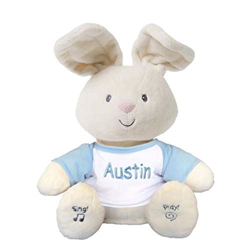Personalized Peek A Boo Plush Toy (Peek A Boo Bunny - Blue)