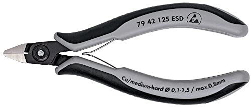 Knipex 79 42 125 ESD - pliers (Side-cutting, Chromium-vanadium steel, Plastic, Black/Grey)