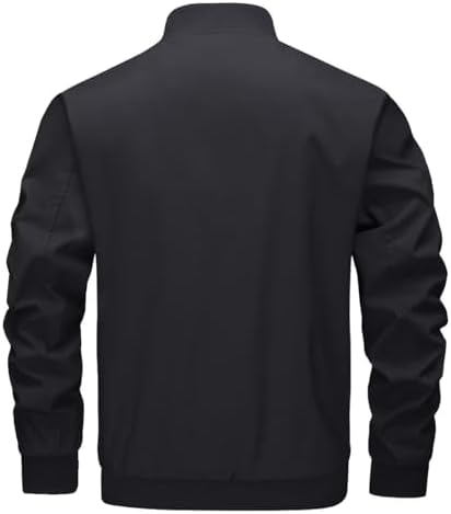 KEFITEVD Men's Lightweight Thin Bomber Jacket with Sleeve Pocket, Blouson Jacket, Transition Jacket, Stand-Up Collar, US Aviator Jacket with Inner Pocket