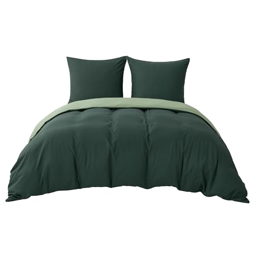 BEDSURE Bettwäsche 220x240 3tlg Mikrofaser - Salbei/Dunkel, 80x80 Kissen – Ansicht 7