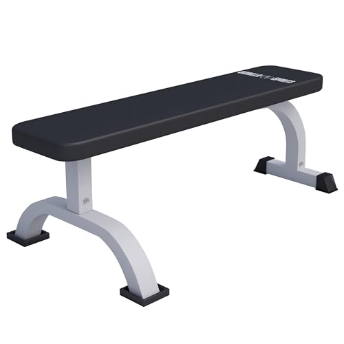 GORILLA SPORTS® Hantelbank - 110 x 58 x 40 cm, bis 250 kg Belastbar, gummierte Füße, Weiß - Flachbank, Bankdrücken, Trainingsbank, Fitnessbank, Drückerbank, Bauchtrainer, Krafttraining GORILLA SPORTS® Hantelbank - 110 x 58 x 40 cm, bis 250 kg Belastbar, gummierte Füße, Weiß - Flachbank, Bankdrücken, Trainingsbank, Fitnessbank, Drückerbank, Bauchtrainer, Krafttraining