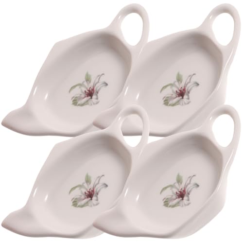 Ciieeo 4 pezzi Piatti Portabustine Tè in Ceramica Forma di Teiera Organizer Riutilizzabile per Cucina Supporto Elegante per Bustine Tè Accessorio Pratico e Decorativo