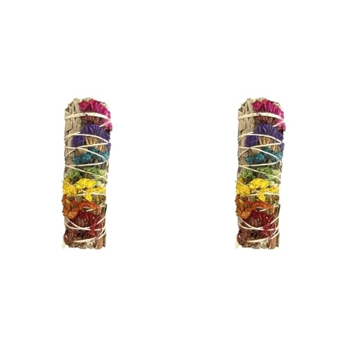 VIE White Sage & 7 Chakra Flowers 4" Smudge Sticks (Pack of 2), Natural, One Size (Pack of 2)
