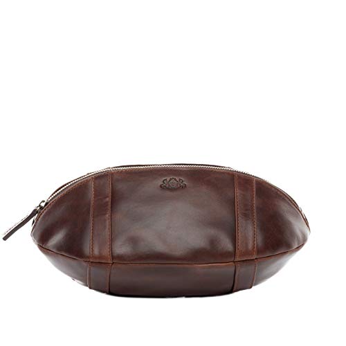 Sid & Vain Toiletry Bag American Football Isaac I Premium Leather Wash Bag For Men And Women I Travel Overnight Wash Gym Shaving Bag Brown #TOP4