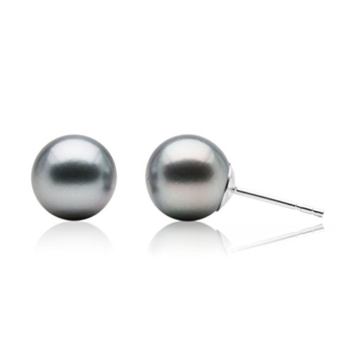 Sterling silver freshwater cultured shell pearl earrings round ba…