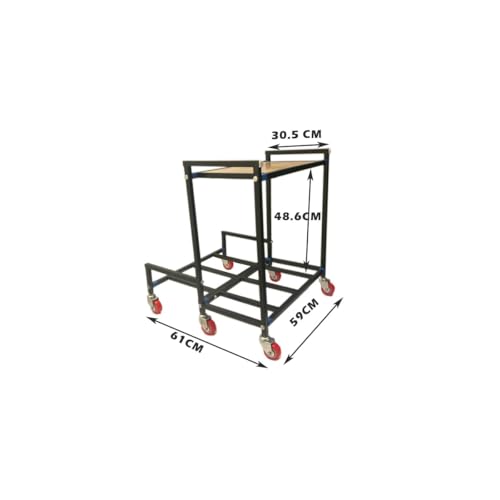 Image of NEOSTAR 2-Tier Wooden Top Metal UPS Stand /Trolley for Two Batteries and Inverter for Home and Office I Load Capacity 160 kg I Double Battery Inverter Stand with 2.5 Inch Wheels.