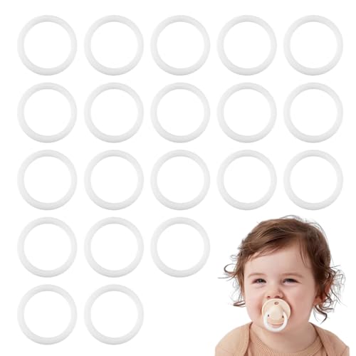 20 Stück Sichere Schnuller Halter O Ringe, Weicher Ring Adapter Clip, Schnuller Dummy Zubehör Kette Clips Adapter Halter für Baby, Schnullerkette Silikonring für Silikon Baby Dummy Schnuller Clip
