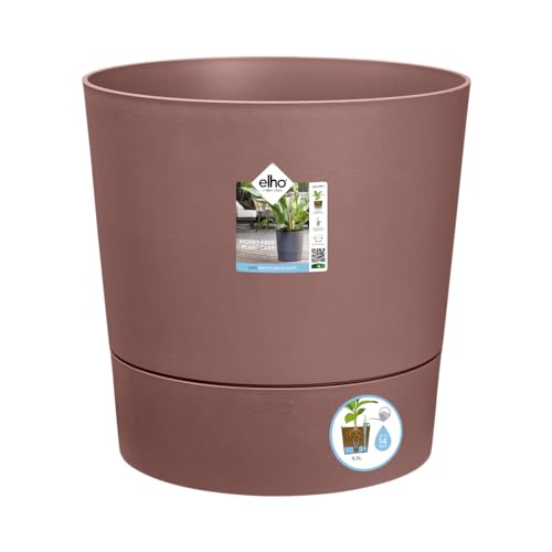 ElhoGreensense Aqua Care Round 30 - Self Watering Plant Pot for Indoor & Outdoor - 100% Recycled Plastic - Ø 29.5 x H 29.1 cm - Brown/Clay Brown