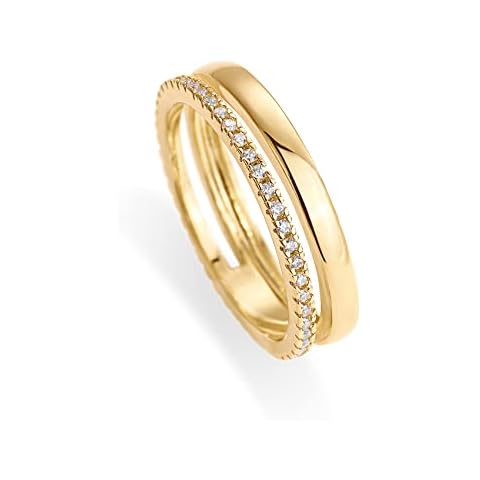 PAVOI 18K Yellow Gold Plated Cubic Zirconia Dual Stacking Rings for Women Cover
