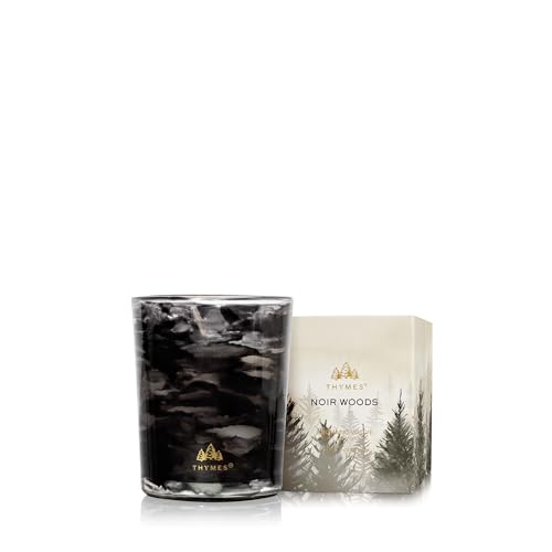 Thymes Noir Woods Scented Candles for Home Decor &ndash; Notes of Fresh Evergreen, Smoky Wood & Golden...