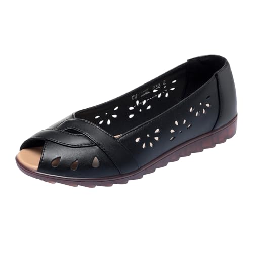 Ballerines pour femme - Bout ouvert - Ballerines en cuir synthétique - Chaussures plates - Chaussures de plage - Baskets - Chaussures de mariage - Chaussures...