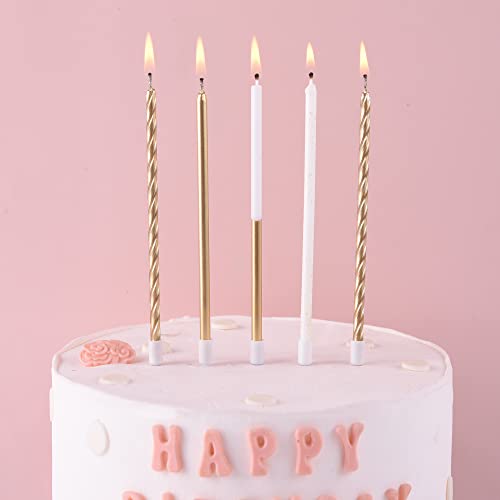 Image of PHD CAKE Gold Metallic Long Thin Birthday Candles, Party Decorations