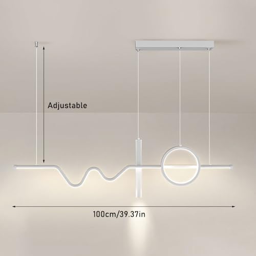 Longe table de table aliminim pendentif LED 100 cm avec suspension ajustée moderne