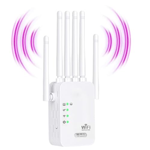 Amplificador señal WiFi Repetidor WiFi Largo Alcance 6Antenas2 Puertos LAN Cobertura Total de 360°,Cobertura de hasta...
