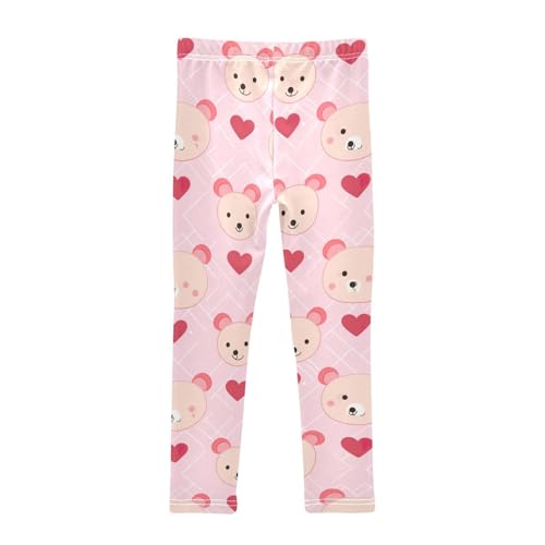 Kids High Waist Teddy Bear Red Heart Valentine's Leggings for Toddler Girls 4T 202b29722