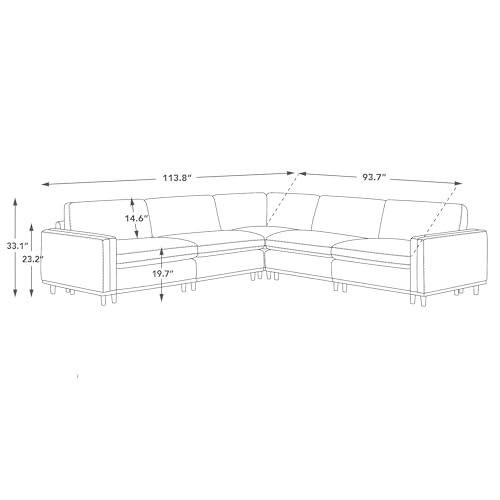Image of CHITA 114 inch Super Large Sectional Modular Sofa, Down Filled, 5 Seat, Linen