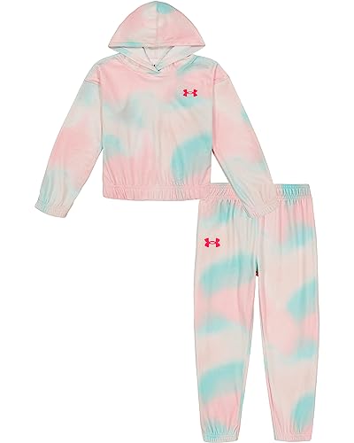 Image of Under Armour Girls 2-piece Fleece Sweatshirt and Sweatpants Set, Soft & Comfortable