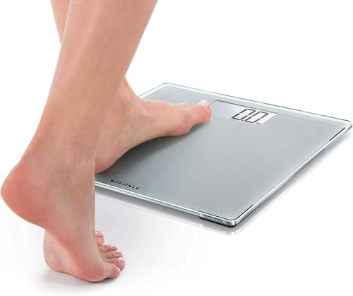 Soehnle Style Sense Compact 300 Personen Digitalwaage mit extragroßer Trittfläche, Waage mit gut lesbarer LCD-Anzeige, Personenwaage im extraflachen Design, Körperwaage aus Sicherheitsglas