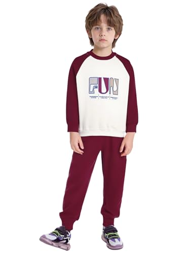 Image of YiZYiF Kids 2piece Running Biking Outdoor Activewear Set Boys Girls Color Block Sweatshirts And Jogger Pants Set