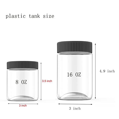 XINGLIAN 16 Oz Clear Plastic Jars with Black Lids Refillable Kitchen Storage Containers for Dry Food, Coffee, Nuts and More, 6 Pack