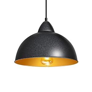 wipro BeuHome Pendant Light BP01 | Premium Indoor Decorative Light with Contemporary Sleek Design | Hanging Light for Living Room, Dining | E27 (Antique Silver Black & Gold)