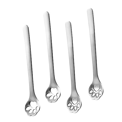 Garneck Mini Spoon Coffee Skeleton Design 4pcs Stainless Steel Stirring Spoons for Iced Tea