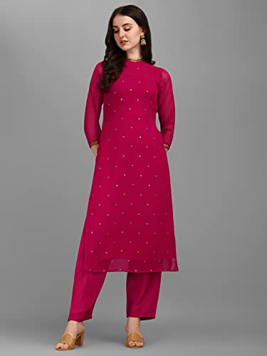 Hritika Women Faux Georgette Sequin Pattern Straight Kurta Set (Hrkb0070_Parent)