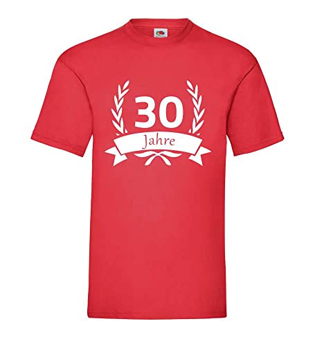 T-shirt homme couronne de laurier 30 ans rouge XXXL pour anniversaire
