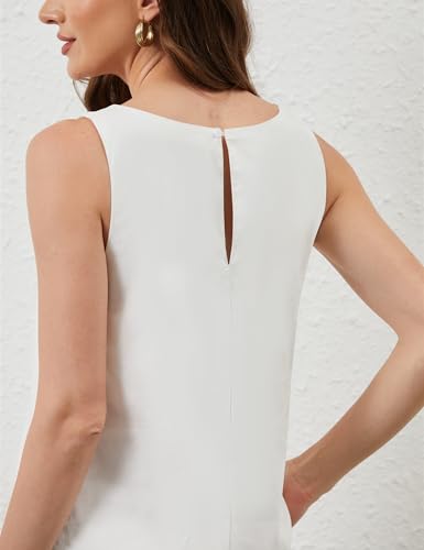 Image of OLAPTA Women Sleeveless Summer Mini Tank Dress Tie Up Loose Fit Sundress Scoop Neck Casual Trendy Short Dresses with Pockets