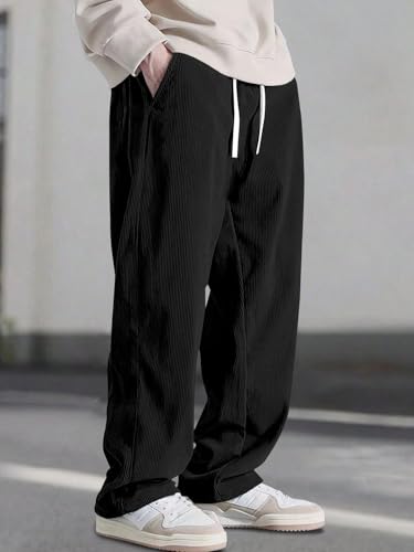 Image of Preneum Men Mid Rise Poly Cotton Loose Fit Trouser || Korean Style Travel & Lounge Wear with Pockets (Available in Plus Size) (Combo Pack of 3)