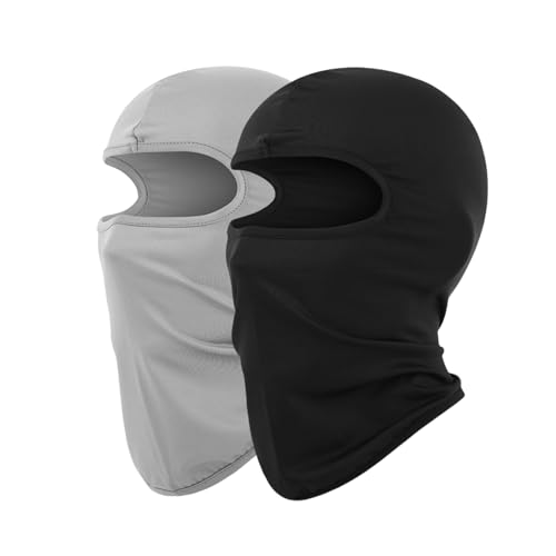 JiaYouLC 2 Pack Kids Lightweight Balaclava Childs Thin Helmet Liner Ski Face Mask for Skiing Cycling Fishing (UK Alpha One Size Black + Gray)