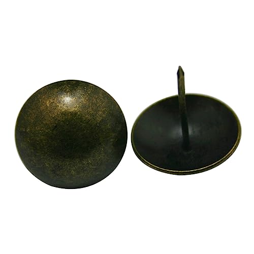 PRETYZOOM 20-Pack 1.6 Inch Large Round Brass Nails Antique Brass Cork Board Decorative